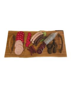 Large Felt Meat Platter on Wood Server 35 pieces