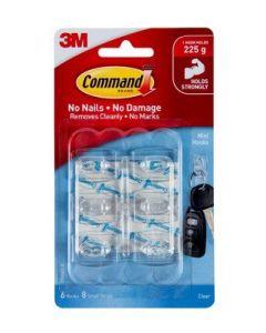 Adhesive Command Mini 6 Hooks Clear 17006CLR