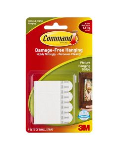 Command Adhesive Strips 17202 Small Removable 3M Pk4