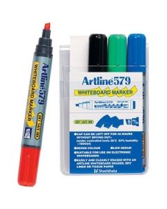 Artline 579 Chisel Tip Whiteboard Marker Assorted Pk4