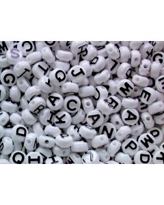 Pony Beads Alphabet Black and White pk350