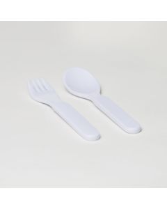 Junior Matching Melamine Fork & Spoon Set White
