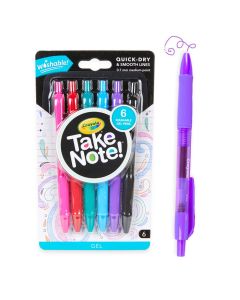 Crayola Take Note! 6 ct Washable Writing Gel Pens Assorted Colours