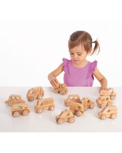 TickiT Natural Wooden Vehicles Set of 12