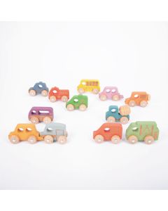 TickiT Rainbow Wooden Vehicles Pack of 12