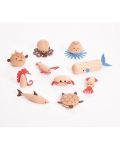 TickiT Wooden Sea Creatures Pack of 10