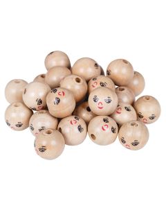 Wood Face Beads Pack of 30