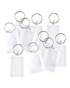 Rectangle Key Ring Tags Pack of 10