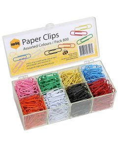 Paper Clips Plastic Coated Assorted Colours 33mm Pk800