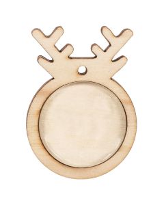 Wooden Reindeer Pendants with Cabochon Pack of 10