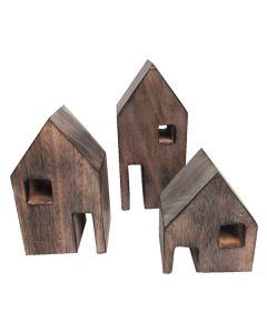 Wood Block Houses Set of 3