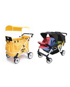 Familidoo Lidoo  City 4 Seater Stroller Multi Colour & Chariot Grand 4 Seat Yellow Bundle