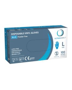 Vinyl Gloves Blue Powder Free Large Bx 100