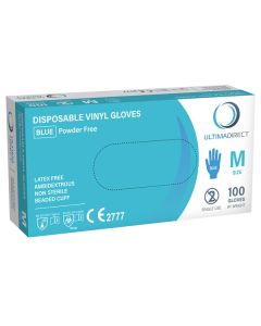 Vinyl Gloves Blue Powder Free Medium Bx 100