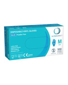 Vinyl Gloves Blue Powder Free Medium Bx 100