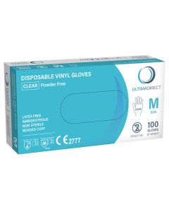 Vinyl Gloves Clear Powder Free Medium Bx 100