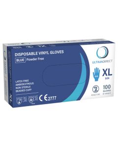 Vinyl Gloves Blue Powder Free Extra Large Bx 100