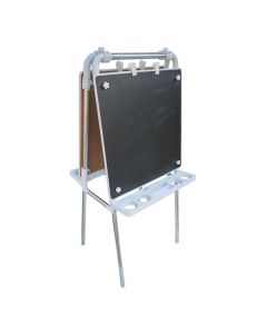 Double Aluminium Easel with 2 Magnetic Black Chalkboards 60 x 60cm