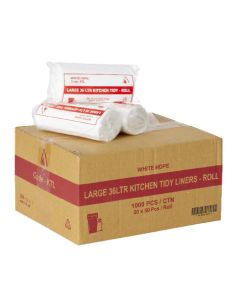 Kitchen Tidy Liners 36L White Ctn1,000- 20 rolls of 50
