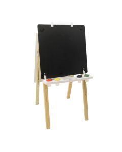 Double Wooden Easel with 2  Magnetic Black Chalk Boards 60 x 60cm