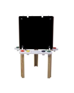 Triple Wooden Easel with 3 Magnetic Black Chalk Boards 60 x 60cm