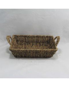 Small Rectangle Tapered Seagrass Tray with Handles Natural 33 x 26 x 8cm