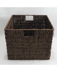 Large Square Seagrass Storage Basket Chocoloate 36.5 x 28.5cm