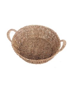 Large Round Tapered Seagrass Tray with Handles Natural 30 x 9cm