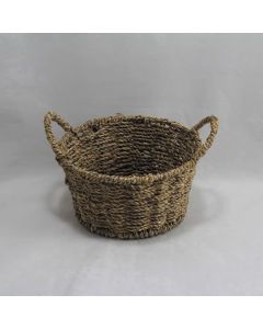 Small Round Seagrass Tray Basket with Handles 19 x 10cm