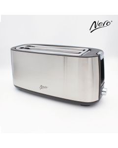 Nero 4 Slice Stainless Steel Rectangular Toaster Long