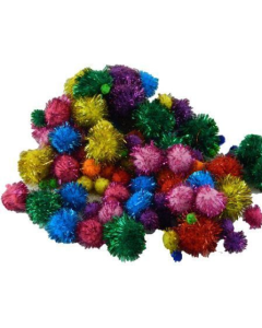 Pom Poms Glitter Assorted sizes and Colours pk200
