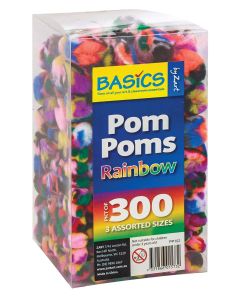 Pom Poms Rainbow 3 Asstd Sizes Pk300