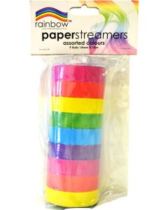 Paper Streamers Assorted  9 Rolls