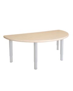 Semi Circle Table 1200 x 600mm Birch - White  Junior Legs 50cm