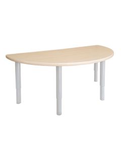 Semi Circle Table 1200 x 600mm Birch - White Primary Legs 56cm