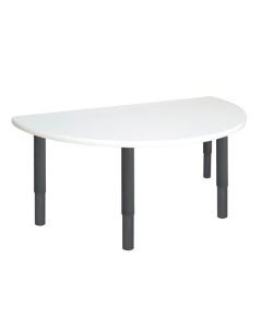 Semi Circle Table 1200 x 600mm White - Charcoal Primary Legs 56cm