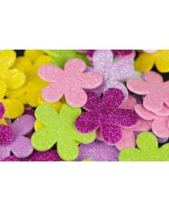 Foam Sticker Flowers Glitter Pack of 60