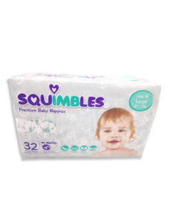 Squimbles Premium Nappies Large 10-15kg Bulk Carton 128