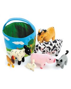 Basket of Soft Farm Animals Pack of 8