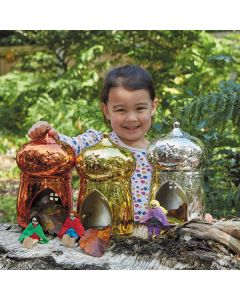 Metallic Small World Fairy House Pack of 3