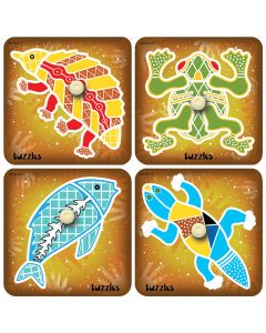 Aboriginal Art Knob Puzzles Set of 4 