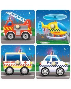 Emergency Vehicles Knob Puzzle Set of 4