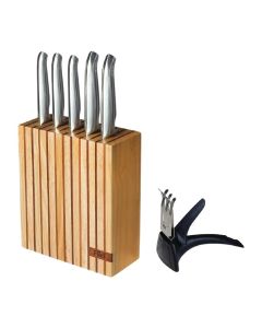 Furi 7 Piece Rubberwood Knife Block Set