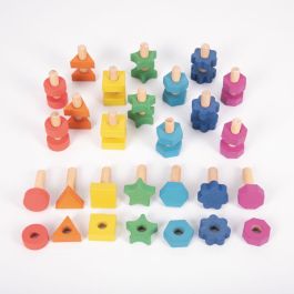TickiT Regenbogen Holzringe – 21-teiliges Set Für Kinder Ab 10 Monaten