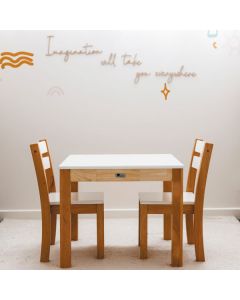 White Top Timber Table with 2 Matching Chairs